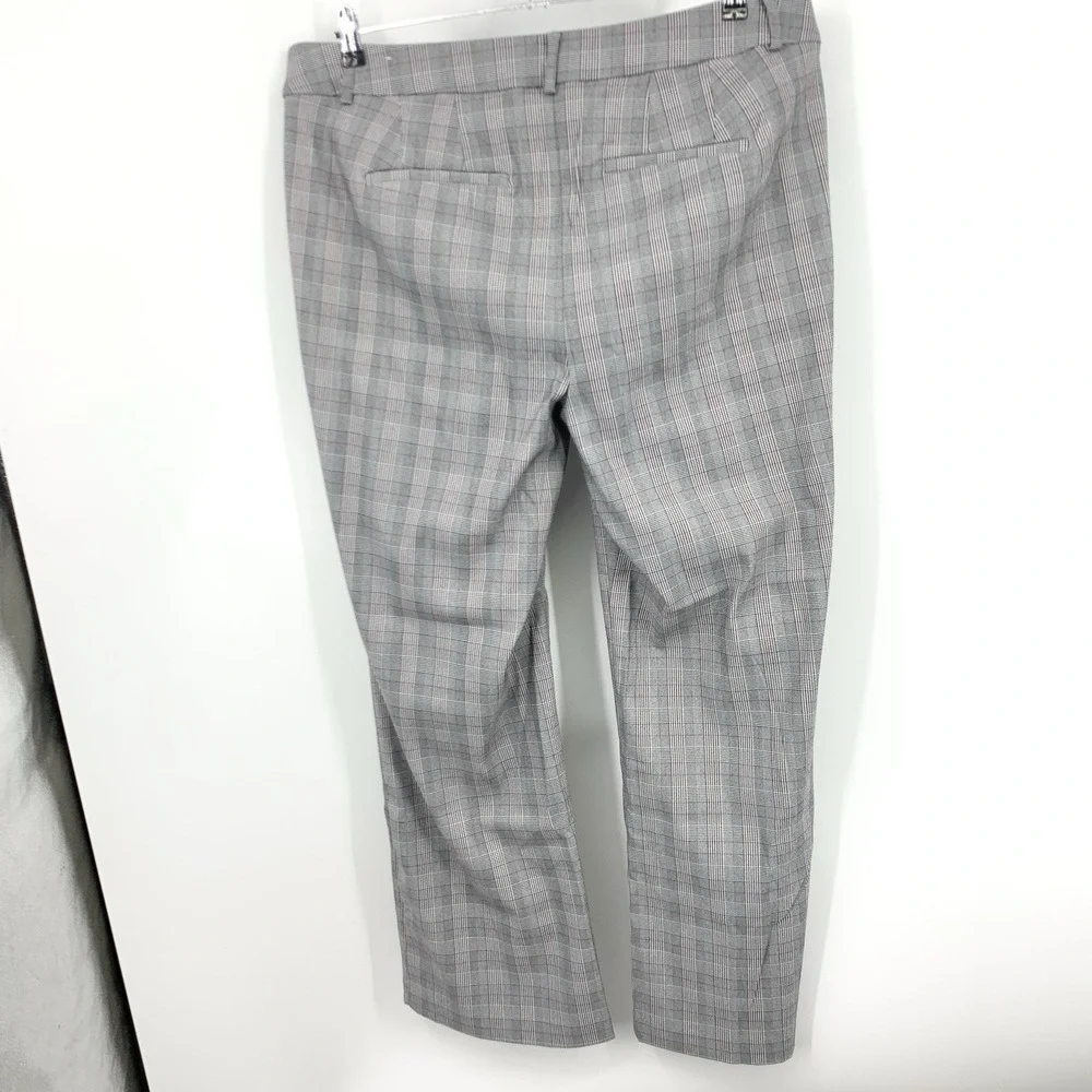 Lane Bryant Women Size 20 Pants Allie Trousers Black Maroon Red Check Straight